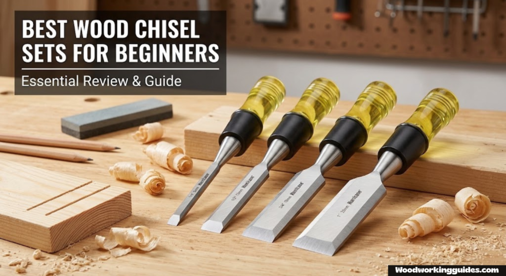 Best wood chisel sets for beginners laid out on a workbench